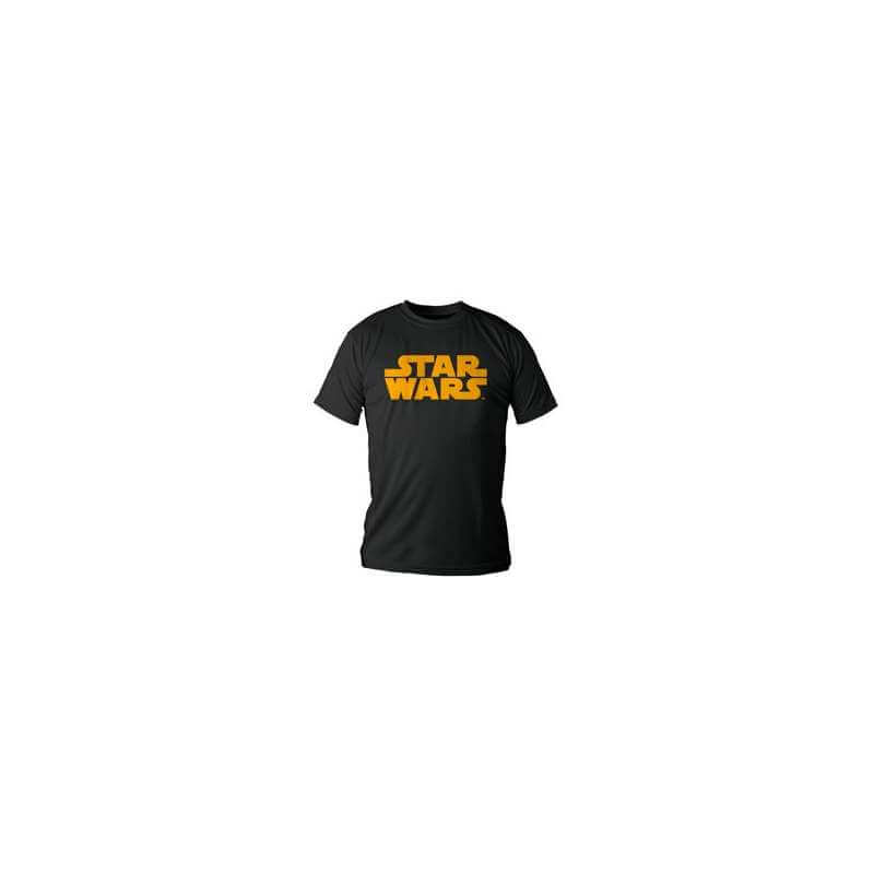 LOGO STAR WARS NARANJA CAMISETA NEGRA CHICO TALLA-S STAR WARS